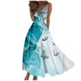 thumbnail image 1 of Robes d'Été pour Femmes, Robes Maxi Sans Manches à Col en V Décontractées à Fleurs Mignonnes, Robes Fluides pour Femmes, 1 of 6
