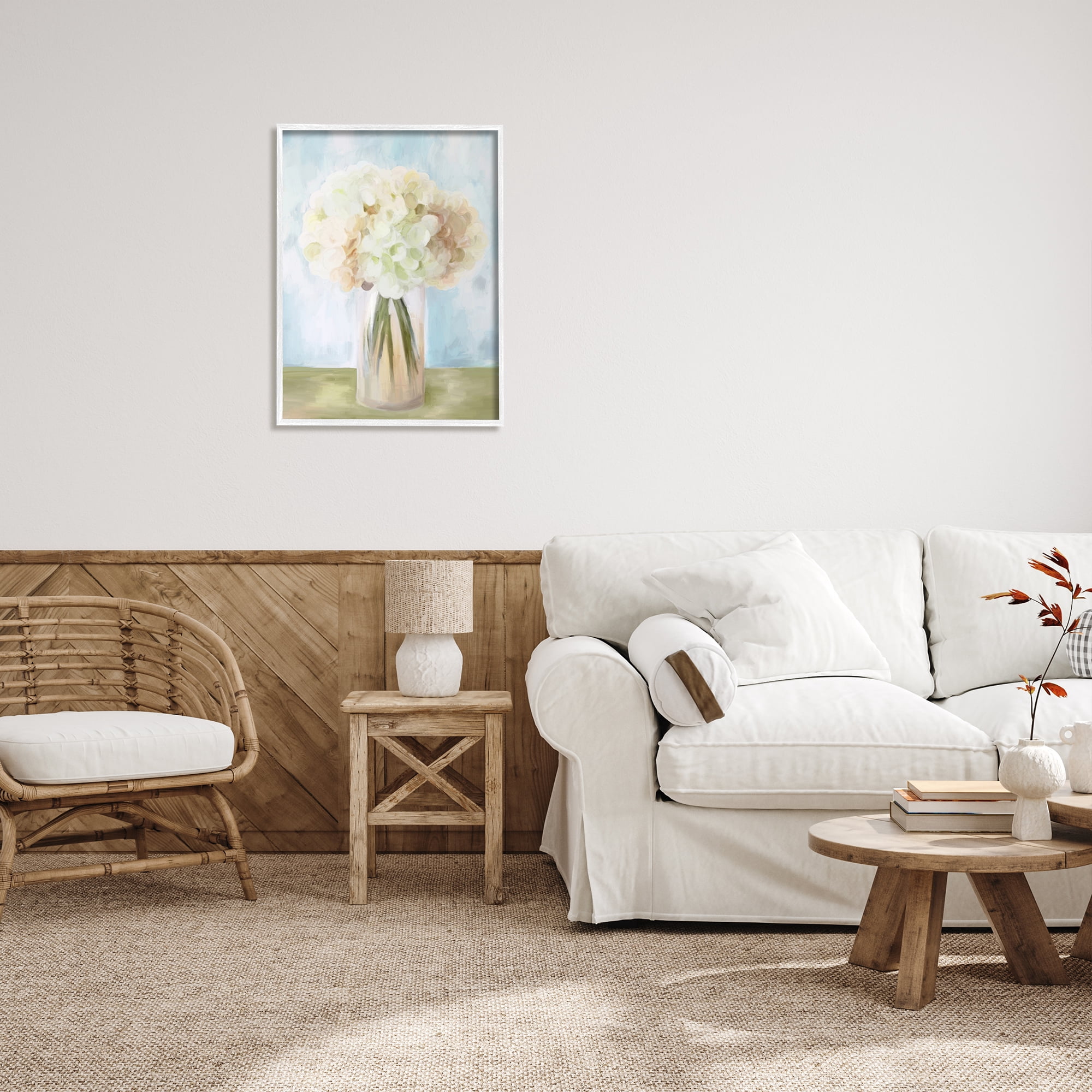 Stupell Industries Muted Hydrangea Bouquet Botanical & Floral Painting White Framed Art Print Wall Art, 24 x 30