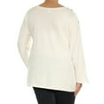 thumbnail image 4 of ALFANI Womens White Embellished Long Sleeve Jewel Neck Top XL, 4 of 4