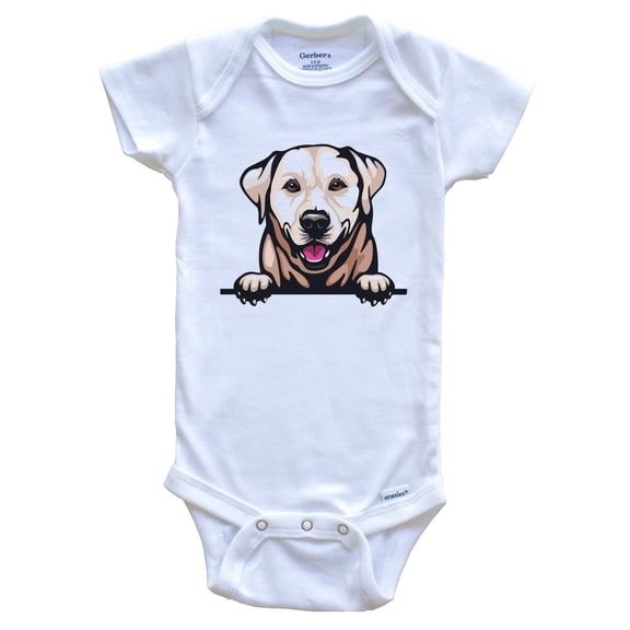 Yellow Lab Dog Breed Cute Baby Bodysuit v2, 0-3 months white