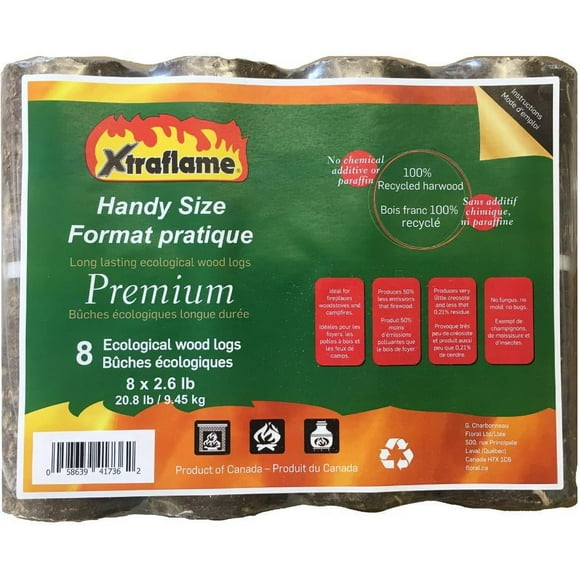 Premium Fireplace Logs - 2.6 lb, 8 Pack