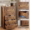 thumbnail image 7 of FANRAL 5 Drawers Tall Dresser for Bedroom,Wood Tall Dresser Modern Chest of Drawers,Closet Clothes Organizer Storage Cabinet,Brown Dresser, 7 of 7
