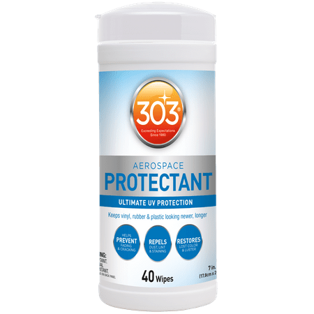303 (30321) Products Aerospace Protectant 40 Count Wipes - Ultimate UV Protection - Keeps vinyl, rubber, and plastic looking newer, longer, 40 Count