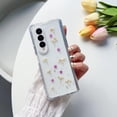 thumbnail image 3 of Galaxy Z Fold 4 Real Flower Case, Soft Clear Flexible Rubber Pressed Dry Real Flowers Case Girls Women Glitter Floral Cover for Samsung Galaxy Z Fold 4 -Purple, 3 of 18