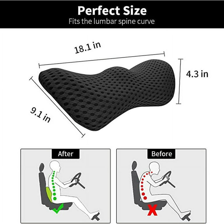Lumbar Support Pillow Ergonomic Memory Foam Lumbar Pillow, Relieve Back  Pain, Breathable & Detachable & Washable, Neo Cushion Lower Back Pillow for  Office Chairs, Car Seats (Black) 