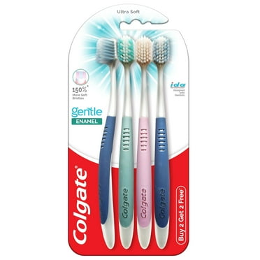 Colgate Gentle Enamel Ultra Soft Bristles Manual Toothbrush for Adults (Multicolor) - 4 Pcs