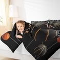 thumbnail image 4 of jejeloiu Black Basketball King Size Comforter Sets,Ball Games Bedding Comforter Set,Black Gold Orange Bedding Set,Lightweight Room Decor Reversible,3-Piece, 4 of 8