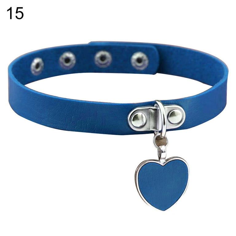 Yesbay Punk Gothic Women Love Heart Pendant Faux Leather Choker