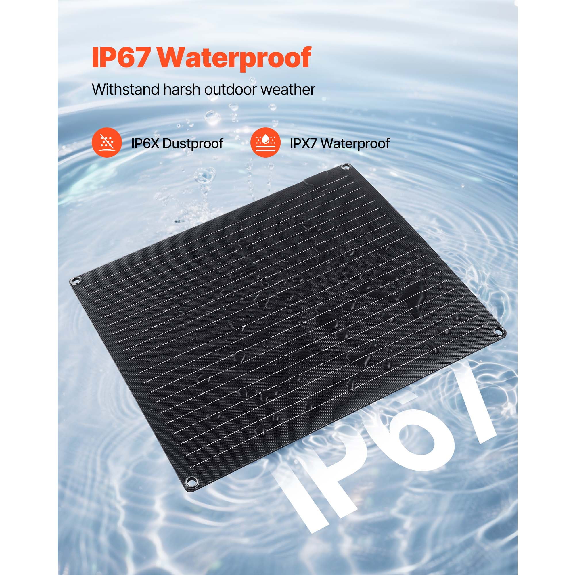 KFFKFF 30W 12V Solar Panel Charger with Smart Controller & Multiple Connection Cables, IP67 Waterproof Design for Vehicles and Outdoor Use