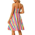 thumbnail image 3 of INSPIRE CHIC Women's Summer Sundress V Neck Tie Knot Front Swing Spaghetti Strap Midi Dresses XS Rainbow, 3 of 6