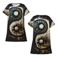 thumbnail image 3 of Women Nightgowns Short Sleeve Night Gowns Sleep Shirt Nightshirt Sleepwear, Round Cool Art Oriental Symbol, 3 of 7