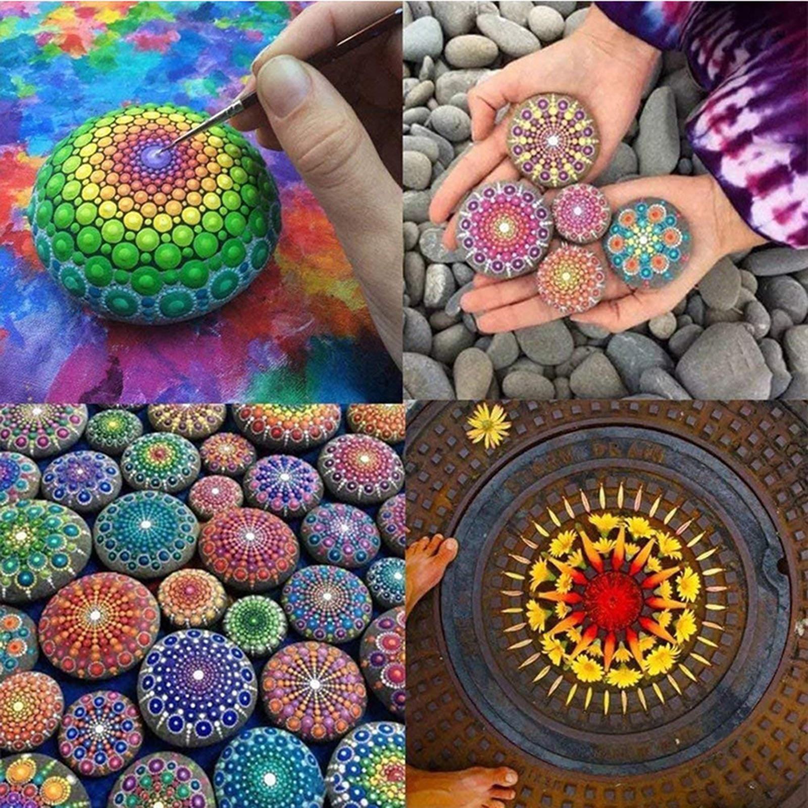 GUOOL 34PCS Mandala Dotting Tools Set Mandala Stencil Ball Paint Tray for Painting Rocks, Coloring, Drawing And Drafting with Gemstone Sticker