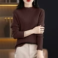 thumbnail image 2 of Duoif Fall Sweaters, Women's 2025 Turtleneck Sweater - Ribbed Knit Basic Top Sweaters for Women Brown L, 2 of 5