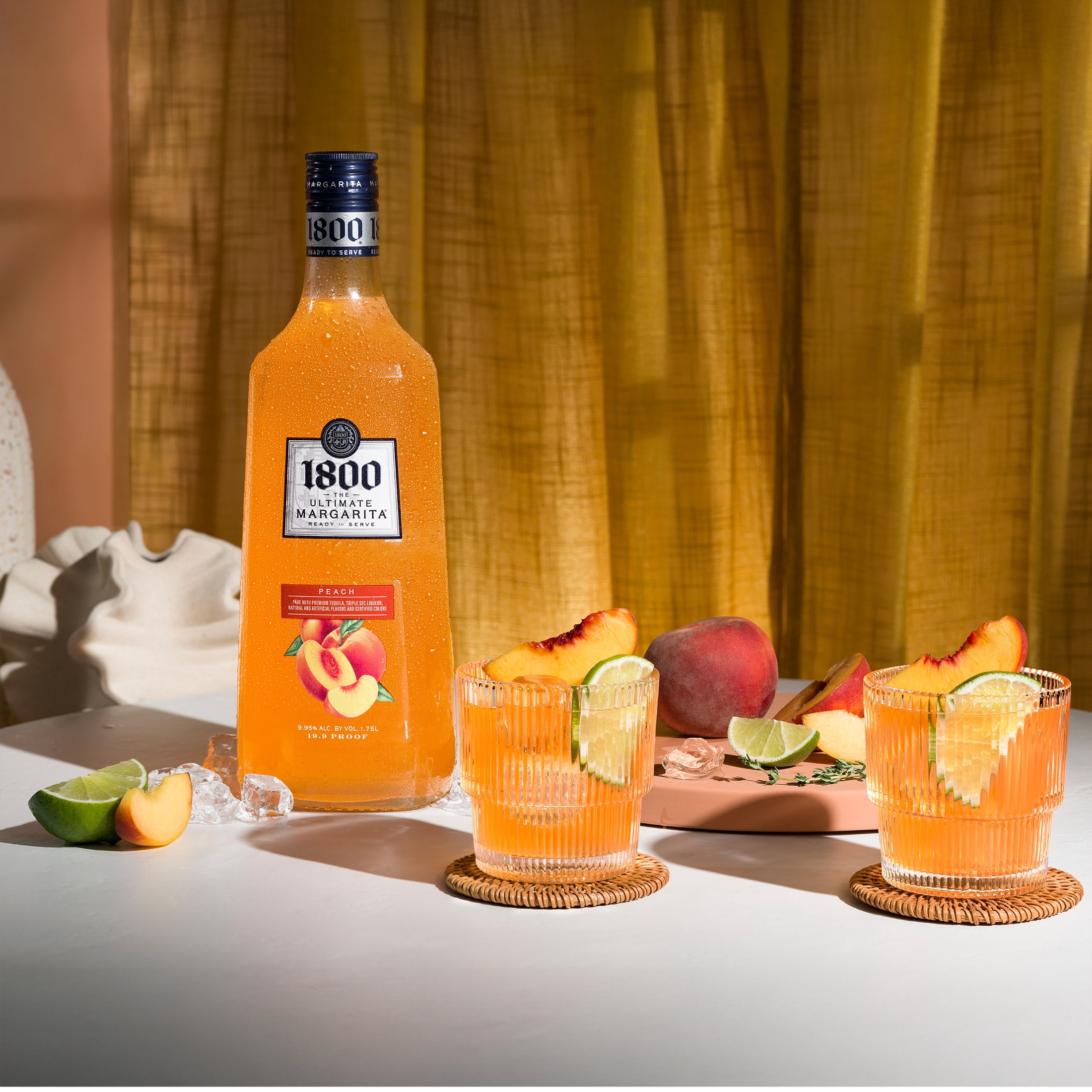 1800 The Ultimate Margarita Peach Cocktail, 1.75 L Glass Bottle