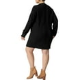 thumbnail image 3 of Unique Bargains Women's Plus Size Long Sleeve Knit Pullover Short Sweater Dresses 1X Black, 3 of 6