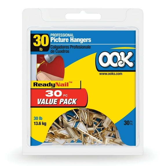 OOK Professional Picture Hangers, Value Pack, 30 Pound Capacity, 30 Pieces - 2 pack