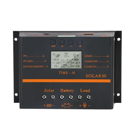 

KKmoon 80A PWM Solar Controller / 24V Self-Adapting LCD Solar Panel Battery Discharge Regulator with 5V USB Output Temperature Compensation Multiple Protections