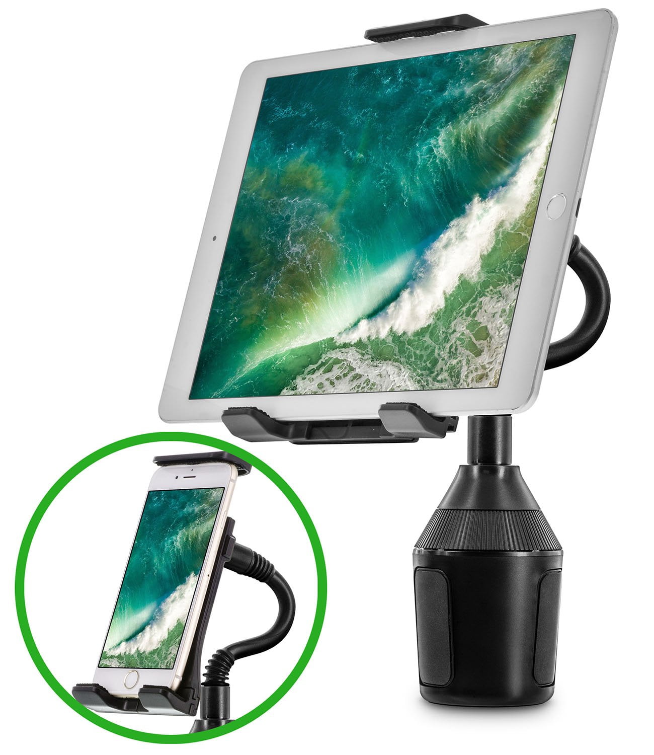 Car Cup Holder Mount for Phone Tablet, Okra 2in1 iPhone iPad Car