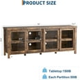 thumbnail image 3 of GarveeHome TV Stand for 65 Inch TV, Mid Century Modern Entertainment Center with 4 Sliding Glass Doors and Storage Cabinets, Media Console, Retro Brown, 3 of 7