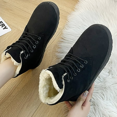 

jsaierl Lace-up Combat Boots for Womens Classic Suede Boot Fur Fleece Lined Boots Ankle Booties Fashion Short Slip On Zipper Shoes