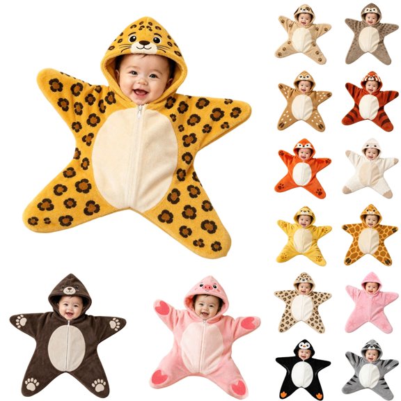 Shadoumai Baby Starfish Onesie Cute Thick Starfish Jumpsuit | Baby Blanket Wearable Swaddle Funny Clothes Toddler Comfort Soft Winter Warm Outfit