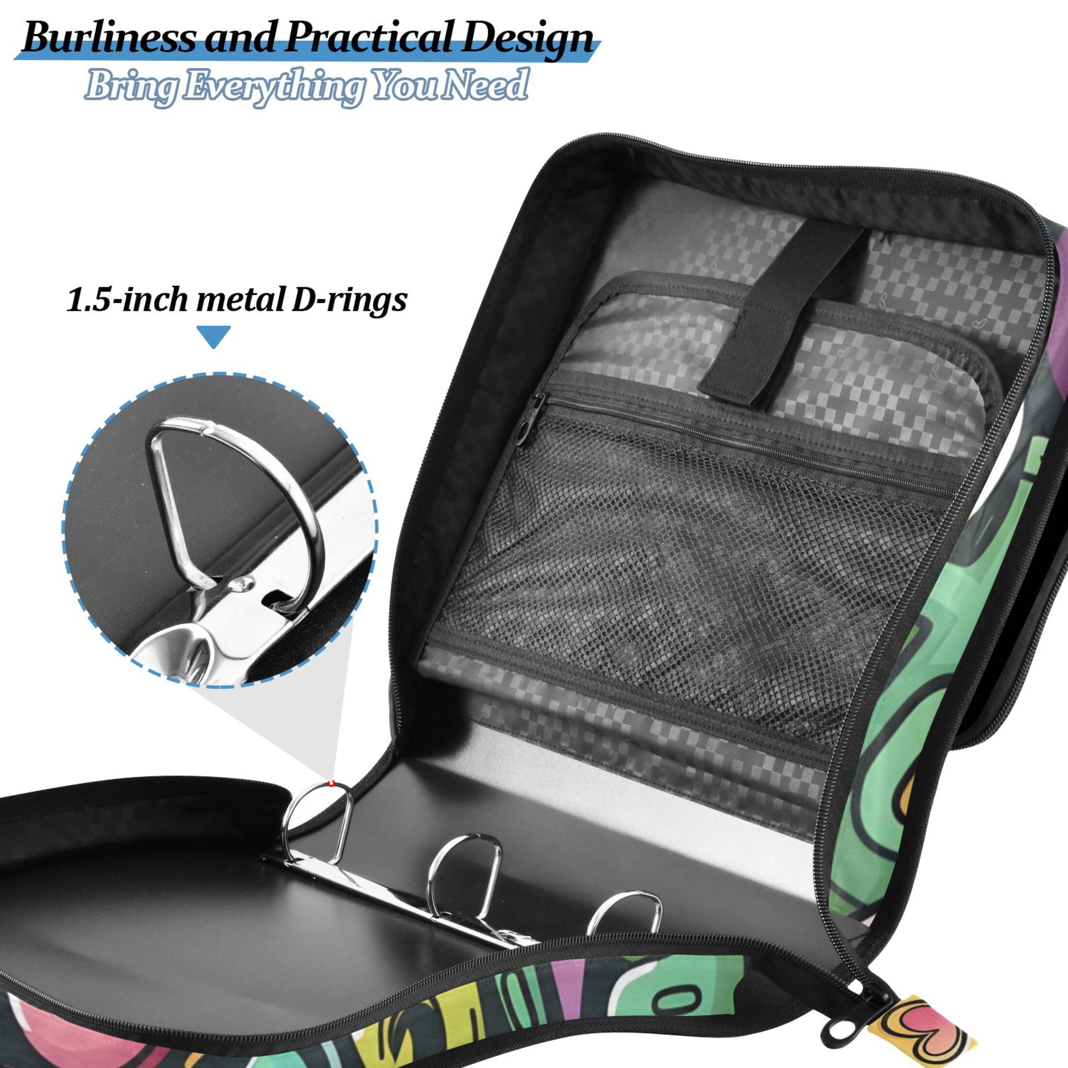 ALAZA Zipper Binder Funny Character 3 Ring Trapper Keeper File Folder Organizer Bag