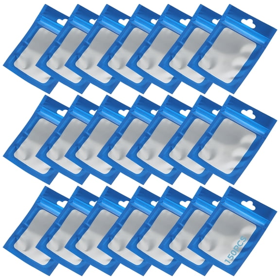 150 Pcs Resealable Candy and Gummies Bags, Blue and Silver Design, 3.9 x 5.1 in, Ideal for Storage and Organization
