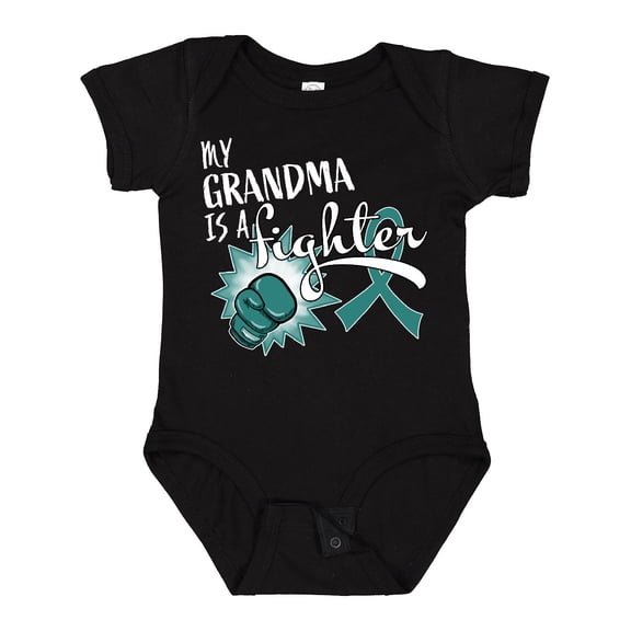 Inktastic Ovarian Cancer Awareness My Grandma is a Fighter Boys or Girls Baby Bodysuit