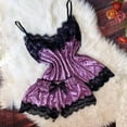 thumbnail image 3 of Conjunto de Pijama de terciopelo para Mujer, ropa de dormir Sexy, camisola con lazo, pantalones cortos, 2 piezas, 3 of 4