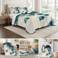 thumbnail image 6 of Queen Quilt Set 90''x96'', Peacock Feather Lightweight Bedspread Coverlet Set with 2 Pillow Shams, Teal Ethnic Rustic Farmhouse Elegant Breathable All Season Quilt Bedding for Bedroom/Guest Room, 6 of 9