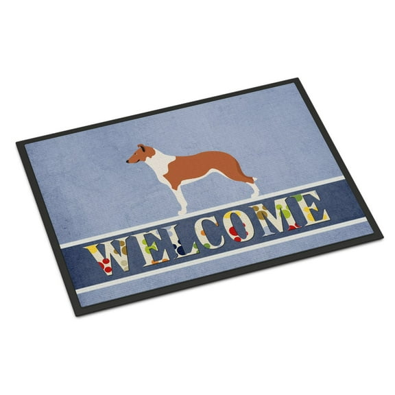 Carolines Treasures BB8342MAT Smooth Collie Welcome Door Mat Indoor Rug or Outdoor Welcome Mat 18x27 Doormat  27"L x