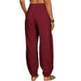 thumbnail image 4 of B91xZ Pantalon d'Entraînement pour Femmes Sans Plis Coupe Décontractée Jambe Droite, Rouge 4TG, 4 of 5