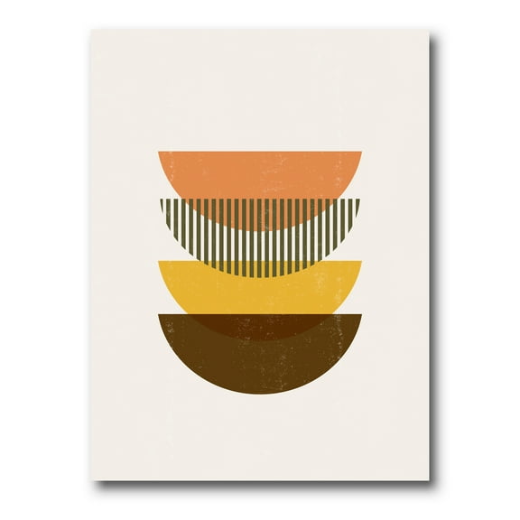 Designart ' Half Moons In Earth Tones Abstract Geometric Art ' Modern Canvas Wall Art Print
