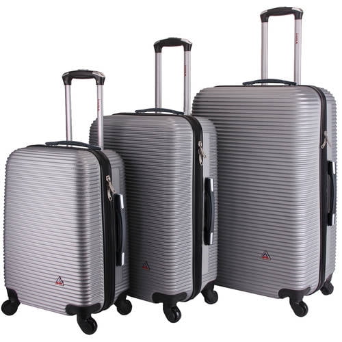 InUSA Royal 3pc Hardside Checked Spinner Luggage Set  - Silver