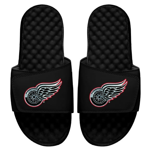 Men's ISlide Black Detroit Red Wings Ice Clipping Mask Slide Sandals