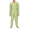 thumbnail image 3 of Sikiie Avocado With Leaf And Flower Mens Pajama Set, Soft Warm Long Sleeve Sleepwear, Cozy Button-Down Pjs for Men-, 3 of 7