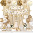 thumbnail image 1 of Decoraciones de fiesta Ouddy Gold White para cumpleaños para mujeres y niñas, 1 of 7