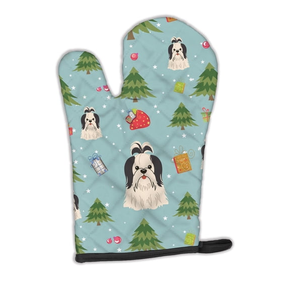 Christmas Shih Tzu Black White Oven Mitt