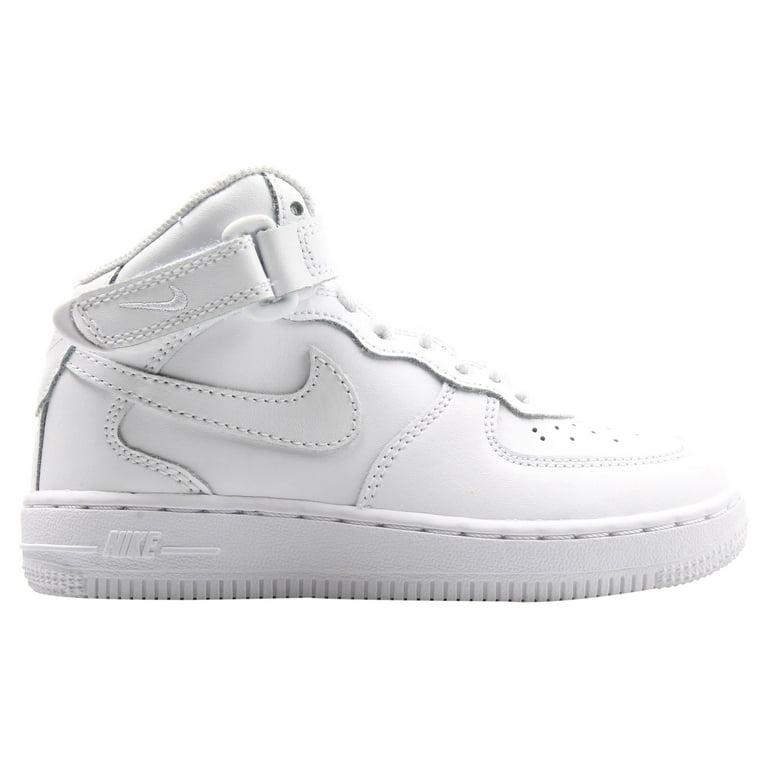 Nike Kids Force 1 Mid (PS) Basketball Shoe, Boy's, Size: 10.5, White