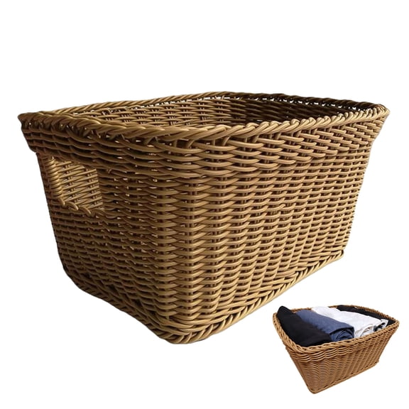 RENACLIPY Rectangular Rattan Woven Laundry Basket 40x30x20 cm Indoor Use 1 Pc