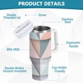 thumbnail image 2 of Yayeee 30oz Stainless Steel Tumbler with Straw and Handle Double-Wall Insulated Travel Water Bottle, Green Geometric, 2 of 8