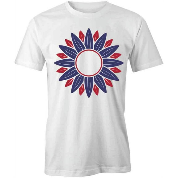 Red And Blue Sunflower T-Shirt | Pretty Flowers White Tee Gift