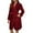 Red, variant on Women's Solid Color Long Sleeve Plush Bathrobe - Winter Warm Homewear, Olive Green, L