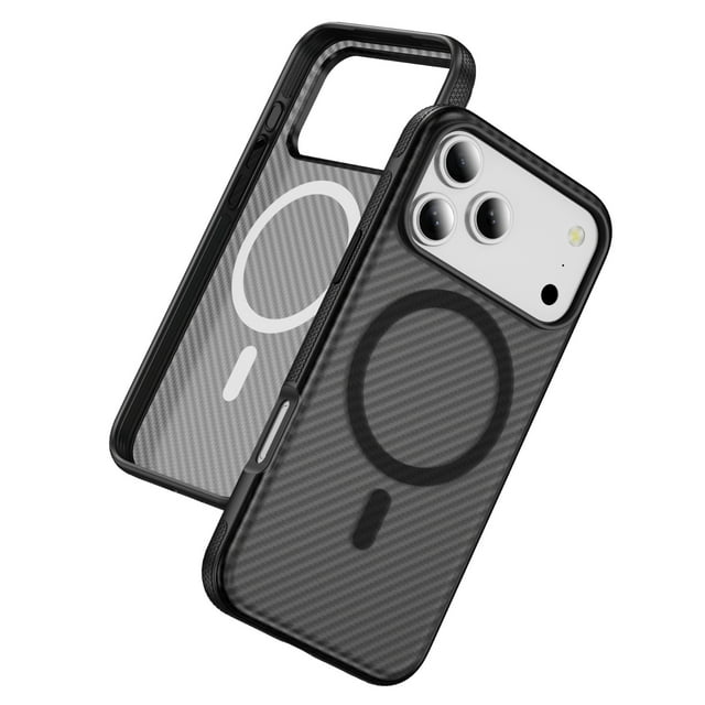 Compatible with Apple iPhone 17 Pro Max, carbon fiber magnetic phone case, iPhone 16 wireless charging, drop-proof protective case