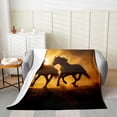 thumbnail image 2 of Horses Printed Blanket ,Wild Animal Pattern Throw Blanket 40x50 Inch Warm,Horse Couples Fleece Blanket Lightweight,Sunset Flannel Blanket for Home Room Decor, 2 of 4
