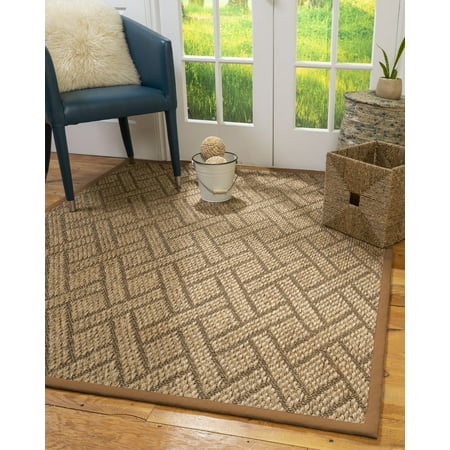 Natural Area Rugs Shanghai Custom Sisal Rug, 10', Round Sienna Border