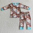 thumbnail image 1 of Venta al por mayor de pijamas de Feliz Navidad de Papá Noel para niños, conjunto de manga larga para niñas, pantalones de leopardo para niños, ropa de dormir para niños pequeños, ropa de dormir, 1 of 2