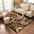 thumbnail image 5 of Melanie Floral Brown & Beige Modern Geometric Comfy Casual Fleur-de-Lis Hand Carved Area Rug 8x10 8x11 ( 7'10" x 9'10" ) Easy to Clean Stain Resistant Contemporary Thick Soft Plush Living Dining Room, 5 of 7