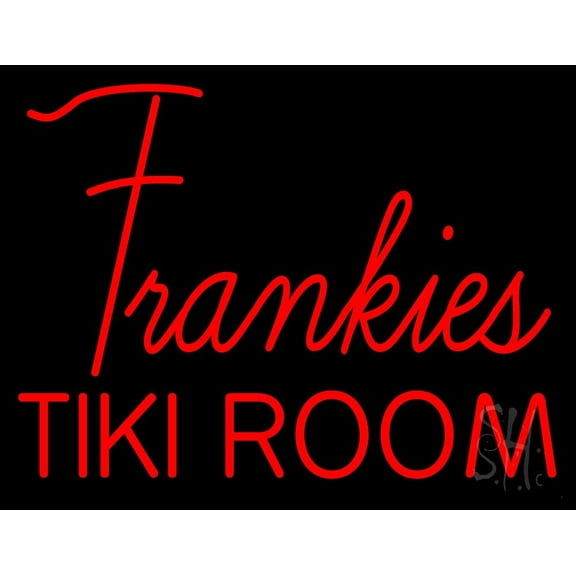 Frankies Tiki Room LED Neon Sign 15 x 19 - inches, Clear Edge Cut Acrylic Backing, with Dimmer - Bright and Premium built indoor LED Neon Sign for Bar decor.