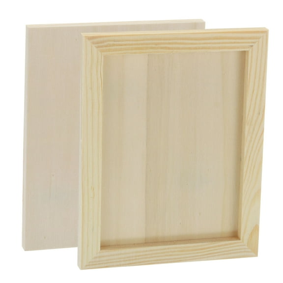 Unfinished Wood Canvas Panel 7x6" Deep 0.4" Wooden Paint Pouring Panel Boards Cradled, 4 Pack